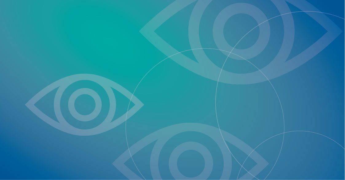 Website Advocacy Decorative Banner - Three eyes over a blue background