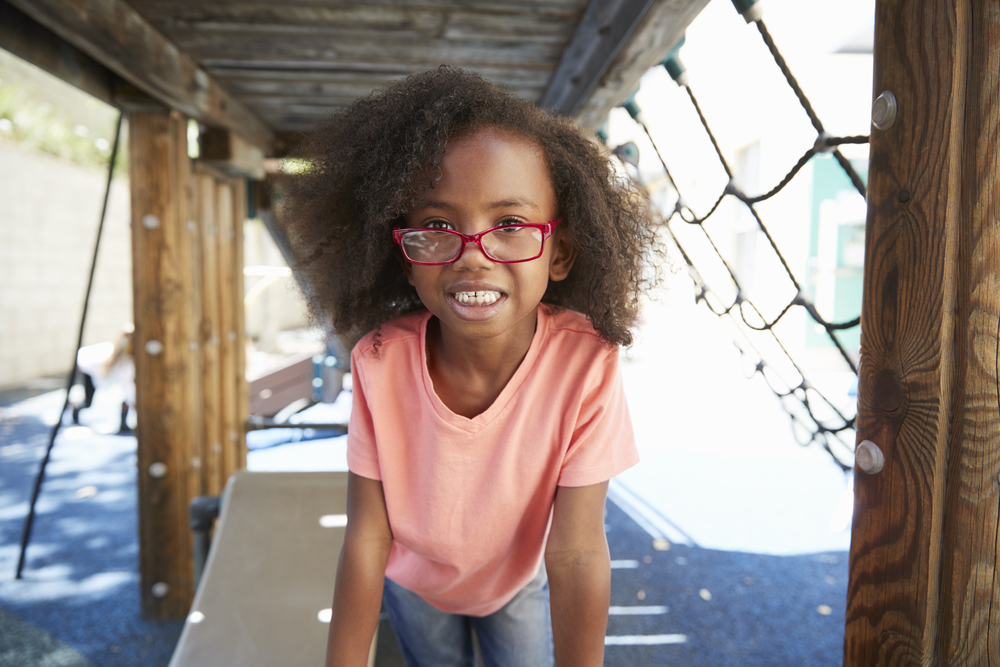 school child with glasses